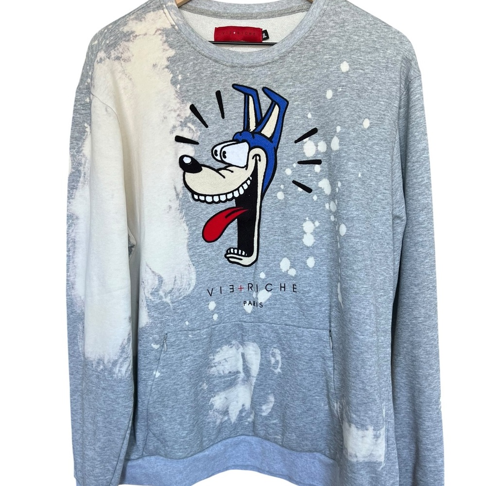 Vie & Riche Paris Embroidered Graphic Gray Streetwear Sweatshirt Size XXL